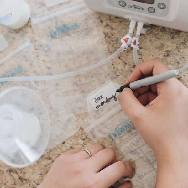 Dr. Brown's breast milk storage bags writing on the bag