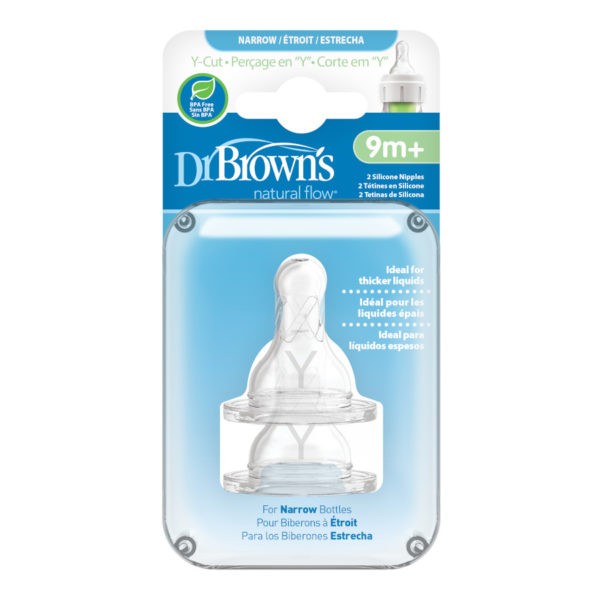 Package of Dr. Brown's Narrow Bottle Nipples, Y-Cut, 2 Count